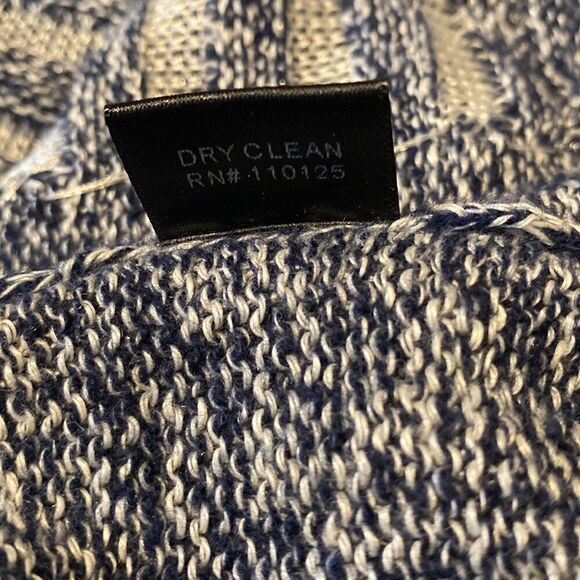 QUINN Navy Blue Textured Striped Marled Linen Cashmere Blend Crop Sweater -XS - Picture 7 of 7